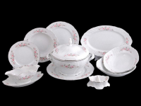 БЕР0042 Сервиз обеденный на 6 персон 25 предметов Thun Bernadotte, декор "Бледные розы,отводка платина" 